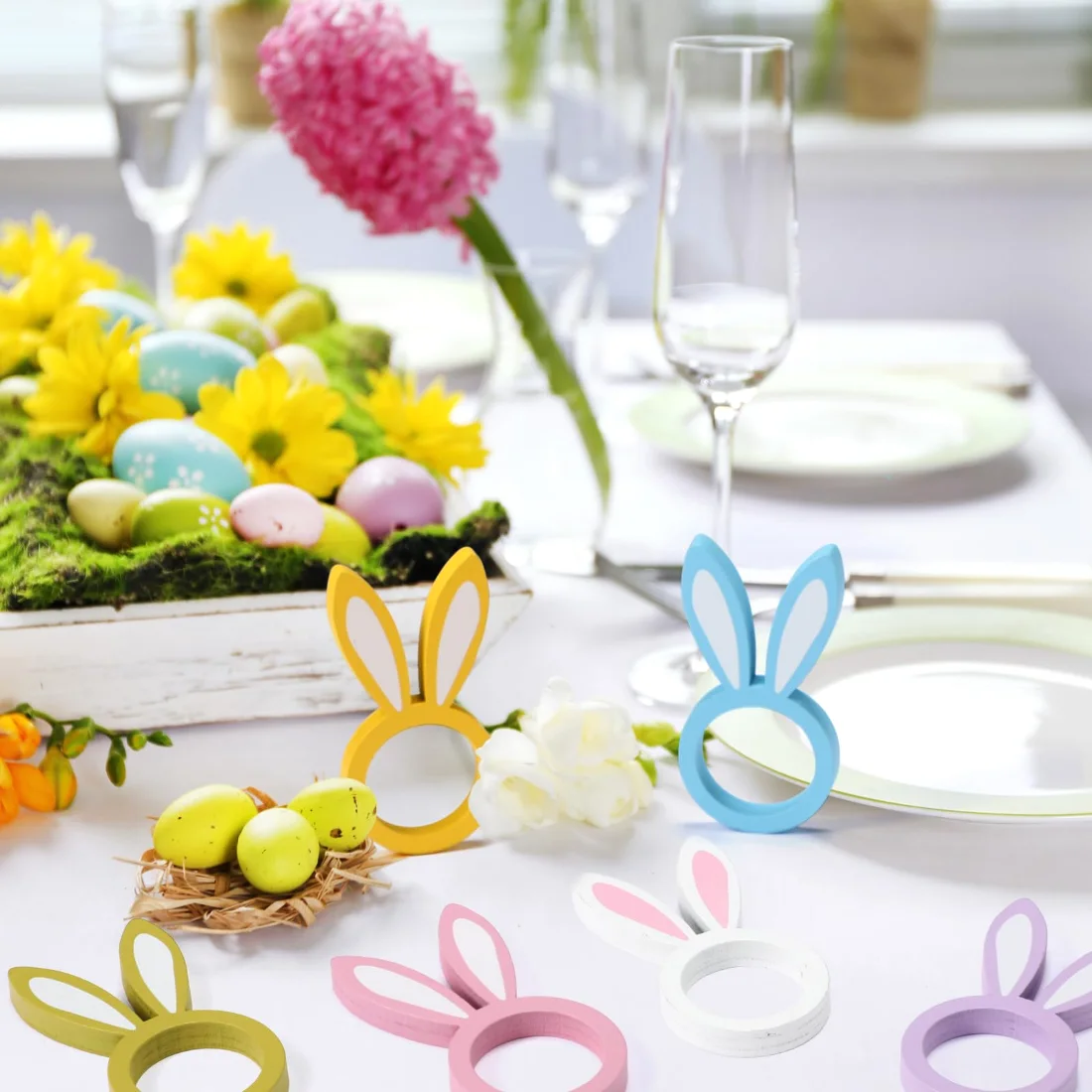 CHENGU Napkin rings, 12 pcs, Colorful, Bunny Ear, view 3