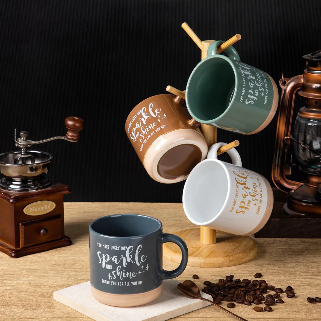 CHENGU Appreciation coffee mugs, Multicolor, Words, 4 pcs, view 3