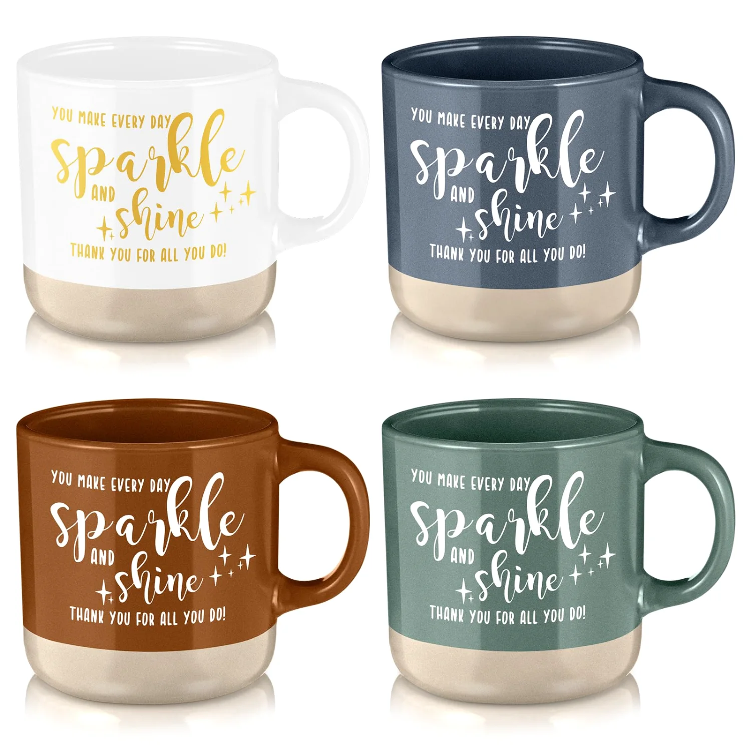 CHENGU Appreciation coffee mugs, Multicolor, Words, 4 pcs