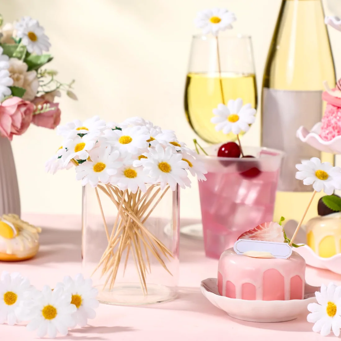 CHENGU Flower cocktail picks, Daisy, view 2