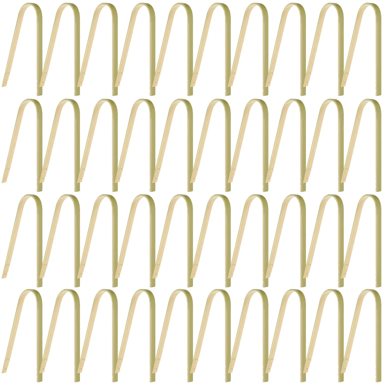 CHENGU Mini bamboo tongs, Brown, 4 Inch, 40 pcs