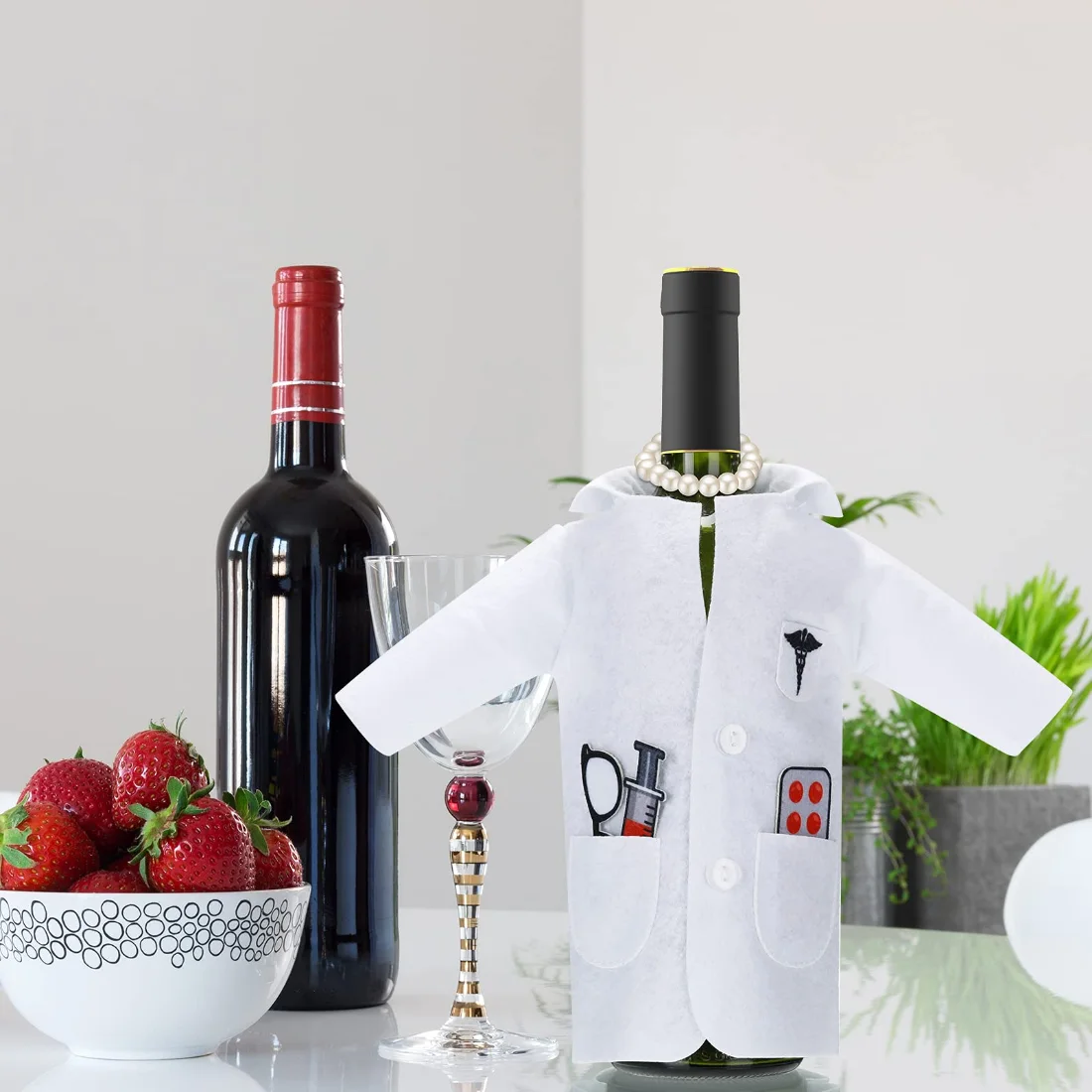 CHENGU Doctor coat wine bottle cover, view 2