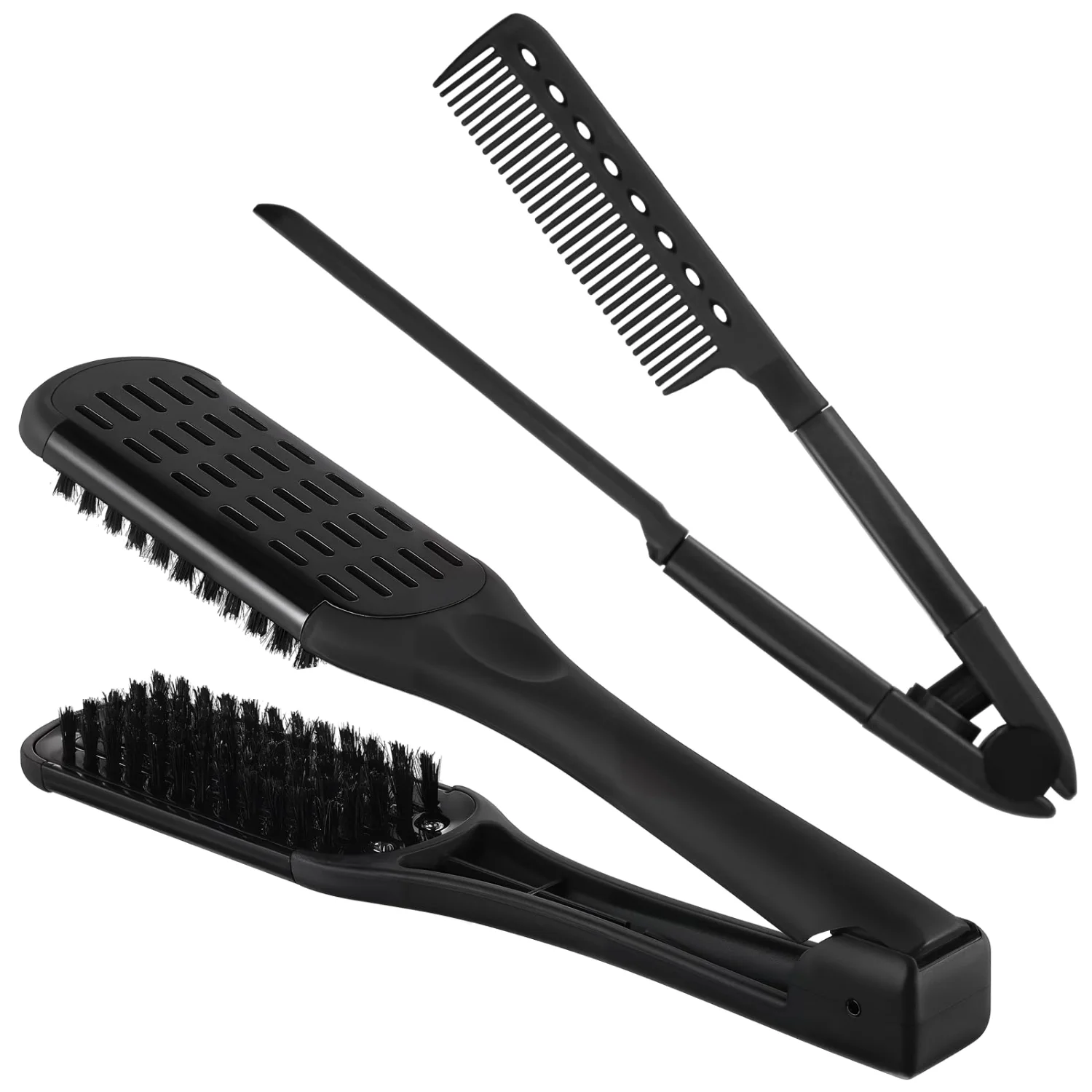CHENGU Boar bristle straightening combs, Black