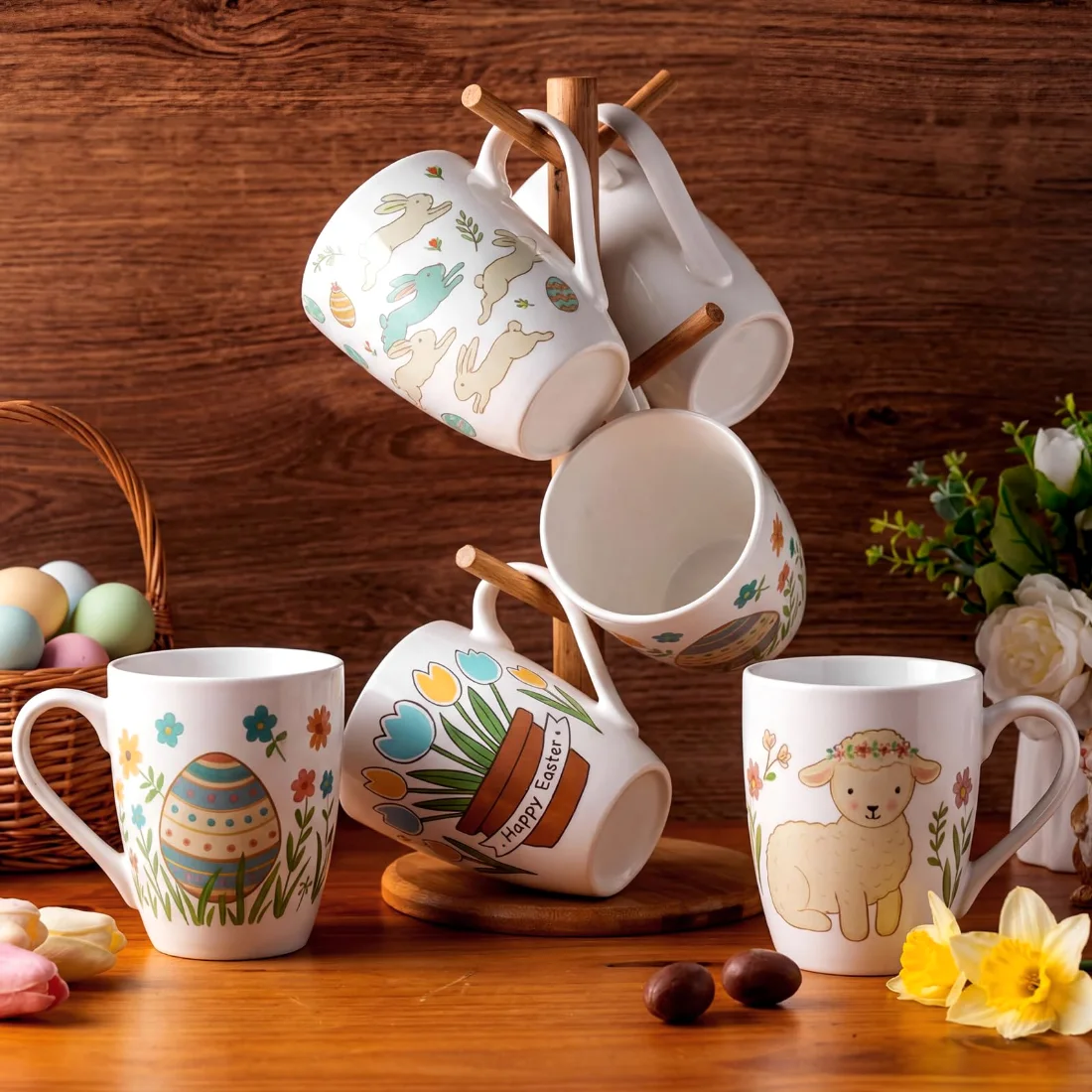 CHENGU Easter bunny ceramic mugs, view 3