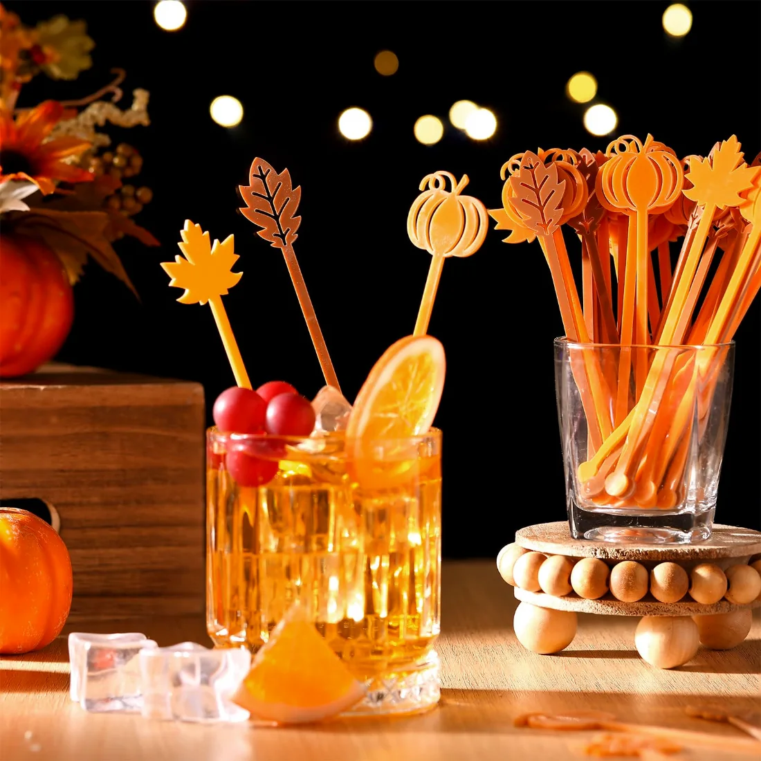 CHENGU Seasonal coffee stirrers, Fall, Yellow, 6 Inch, 50 pcs, view 4