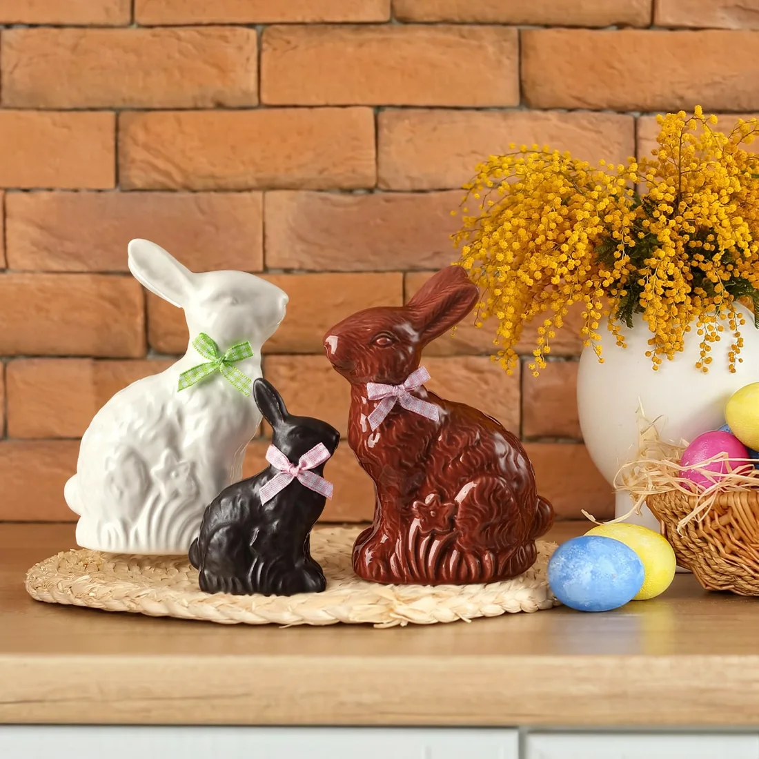 CHENGU Faux chocolate bunny statues, view 3