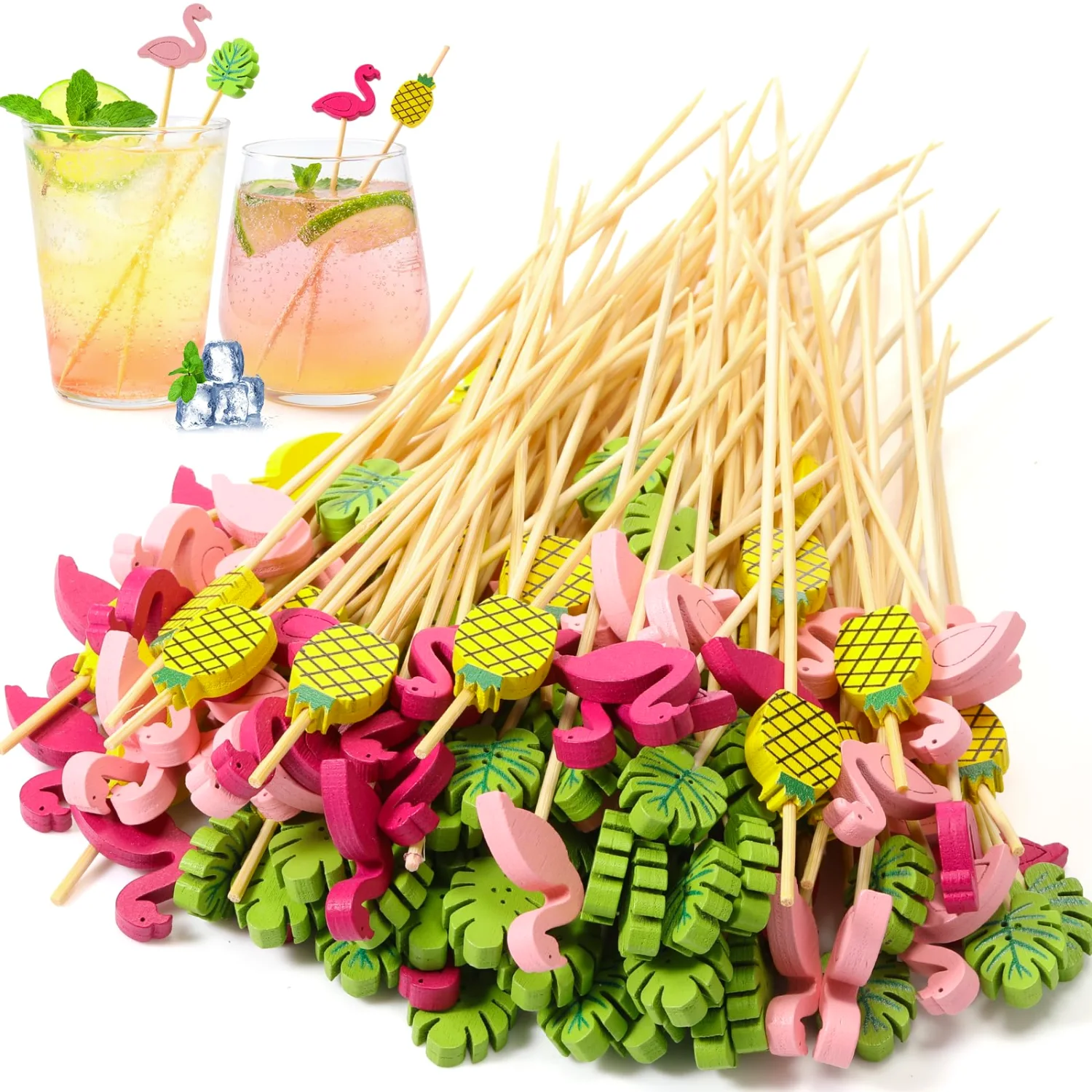 CHENGU Novelty bamboo cocktail picks, Summer, 300 pcs