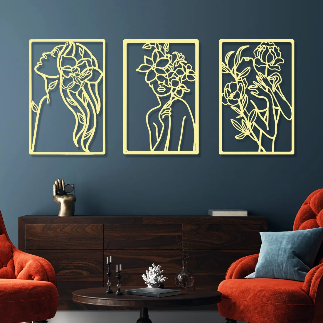 CHENGU Wall art and home decor, 3 pcs, 12.99 x 11.1 inches, Floral, view 5