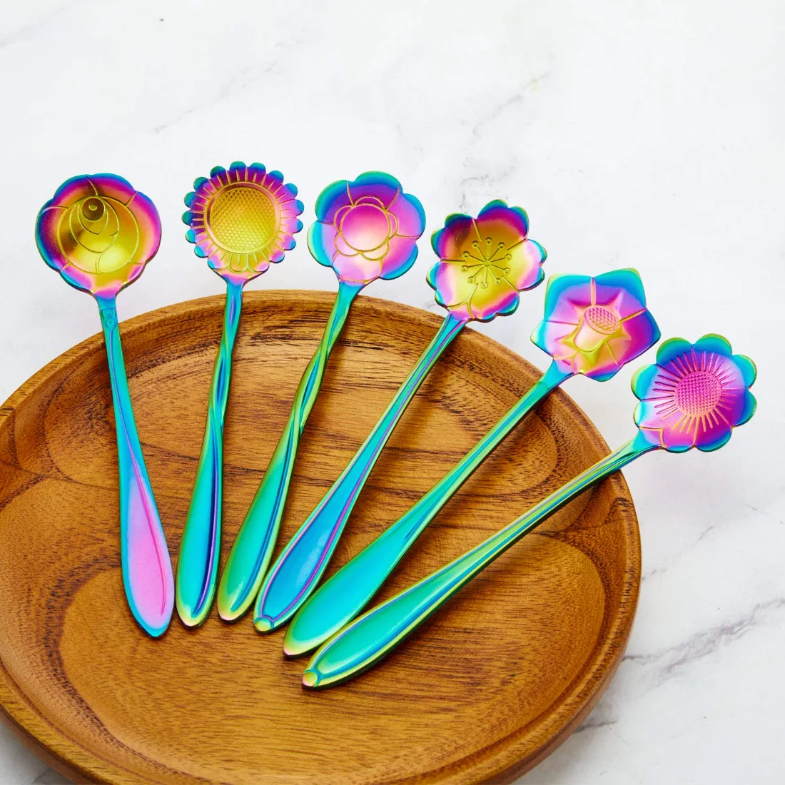 CHENGU Flower coffee spoons, Rainbow, view 2