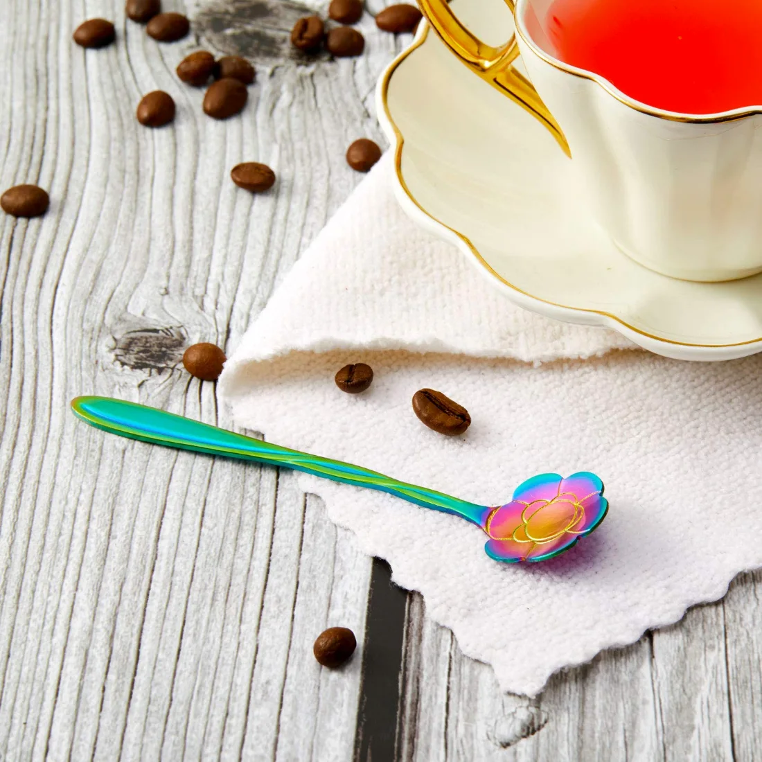 CHENGU Flower coffee spoons, Rainbow, view 5