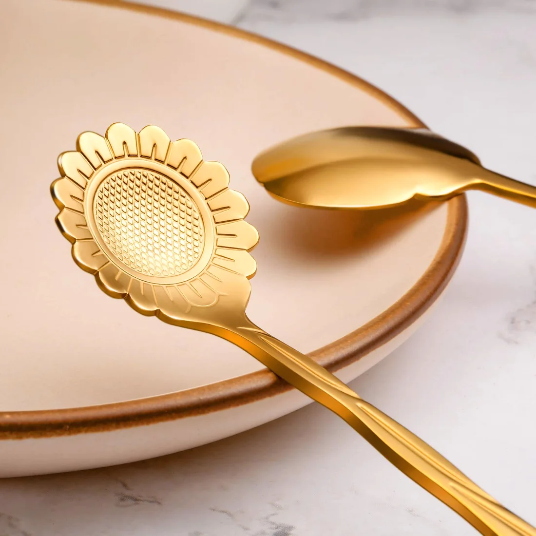 CHENGU Flower coffee spoons, Gold, view 2