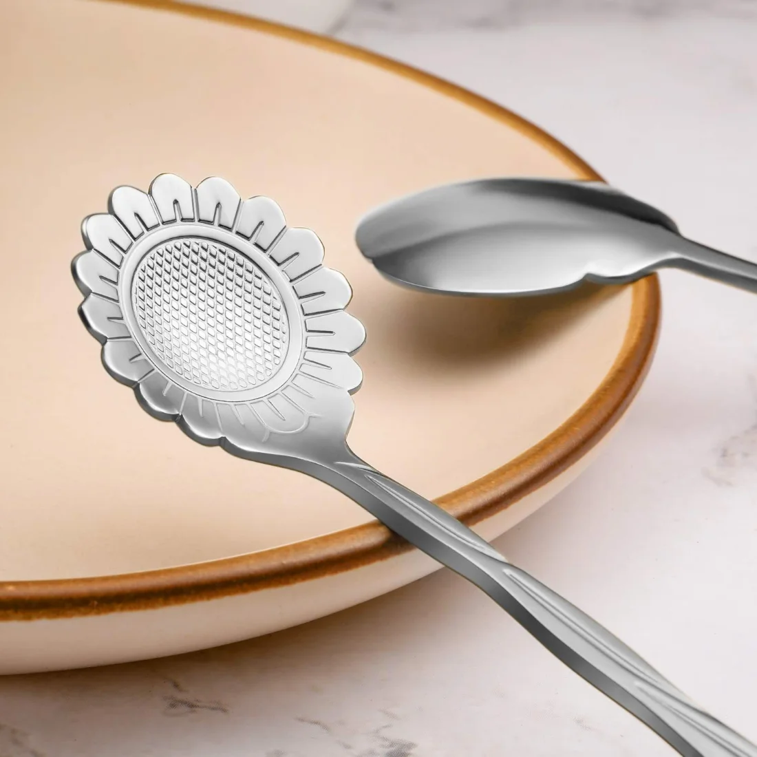 CHENGU Flower coffee spoons, Silver, view 2