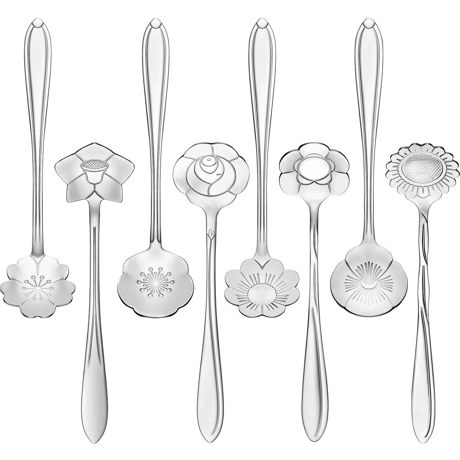 CHENGU Flower coffee spoons, Silver