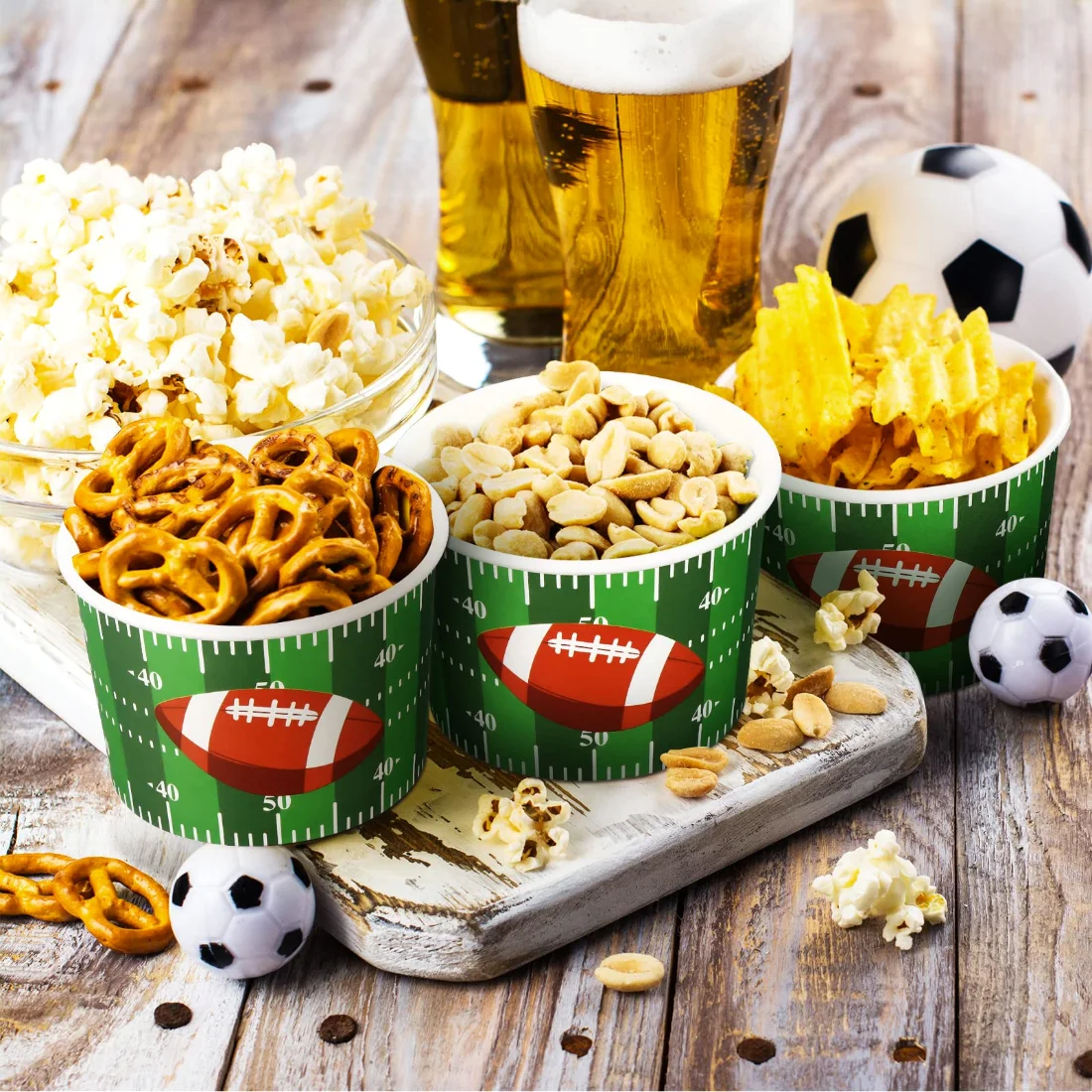 CHENGU Football snack bowls, Fresh, 48 pcs, view 2