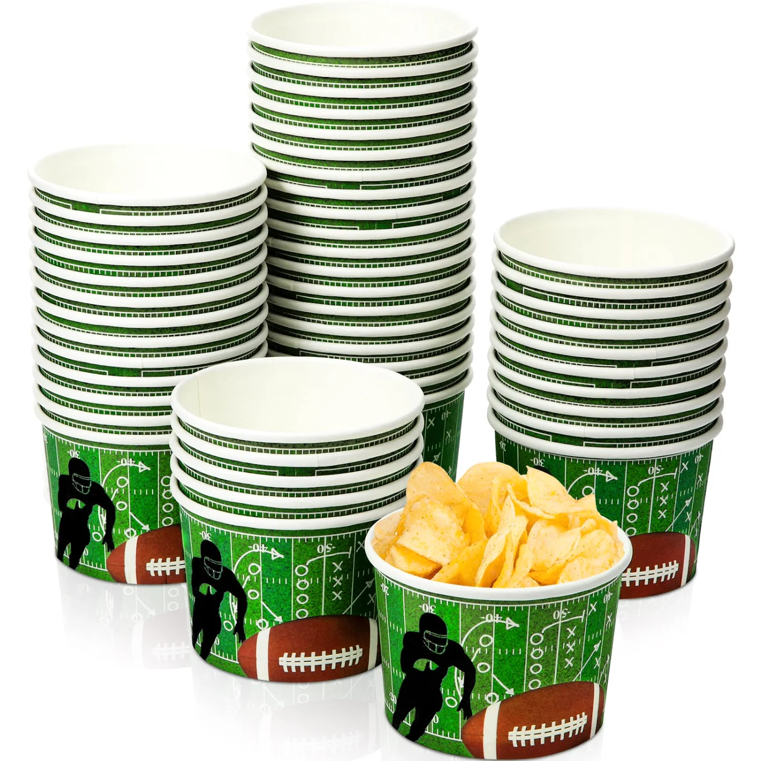 CHENGU Football snack bowls, Cool, 48 pcs