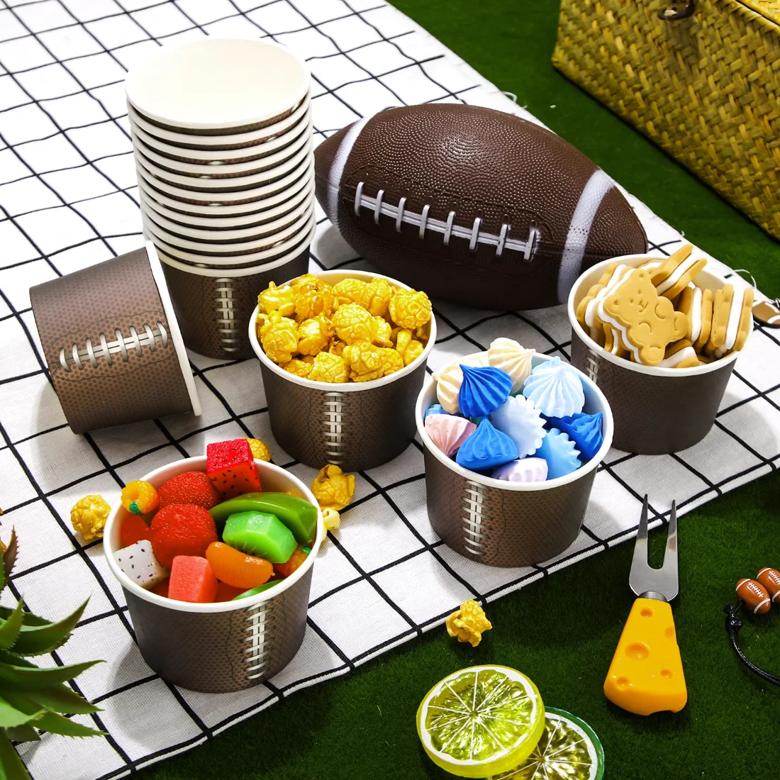 CHENGU Football snack bowls, Rustic, 48 pcs, view 2