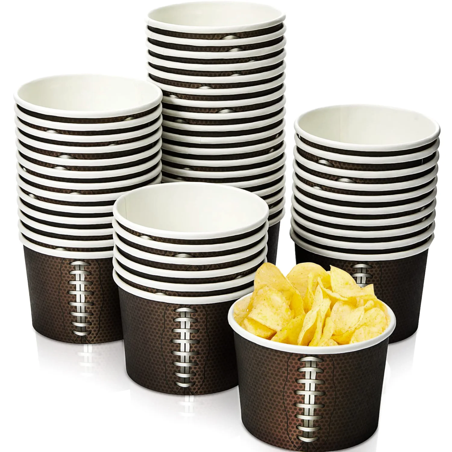 CHENGU Football snack bowls, Rustic, 48 pcs