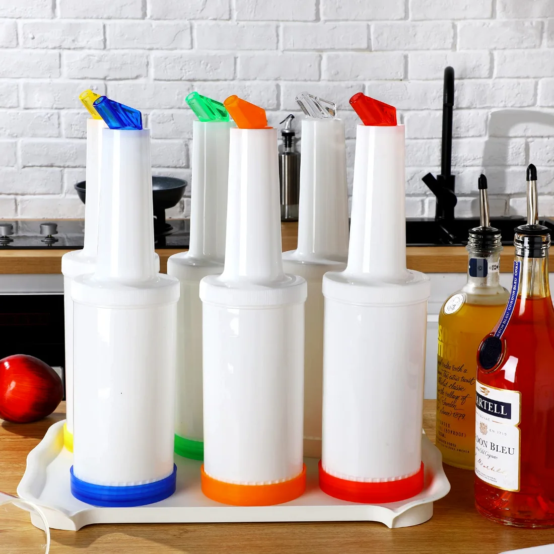 CHENGU Bar juice pour bottles, 34 oz, Multi Colors, 6 pcs, view 2