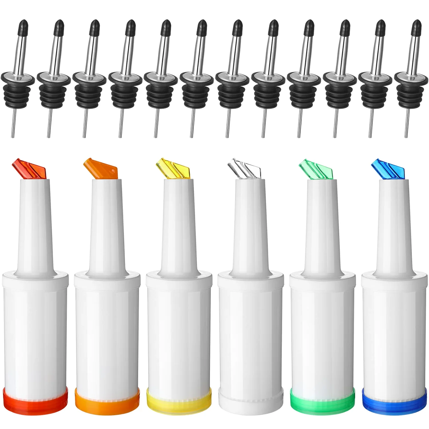 CHENGU Bar juice pour bottles, 34 oz, Multi Colors, 6 pcs