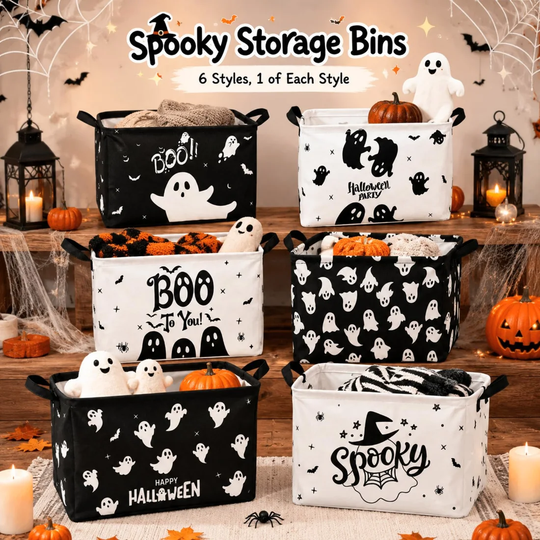 CHENGU Collapsible holiday storage bins, Ghost, 6 pcs, view 2