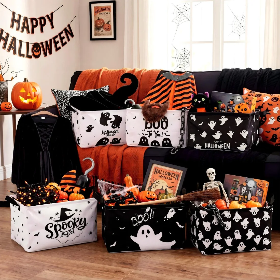 CHENGU Collapsible holiday storage bins, Ghost, 6 pcs, view 3