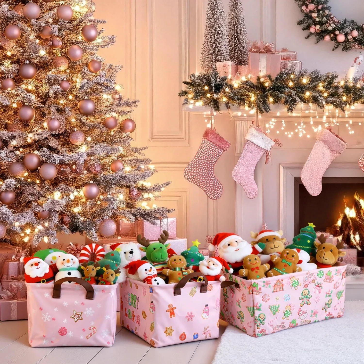 CHENGU Collapsible holiday storage bins, Gingerbread Man, 6 pcs