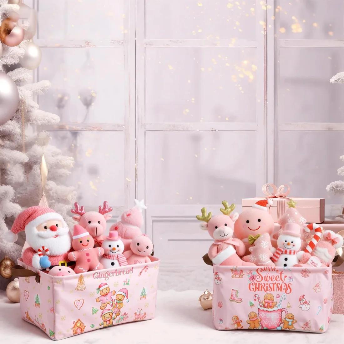 CHENGU Collapsible holiday storage bins, Gingerbread Man, 6 pcs, view 3