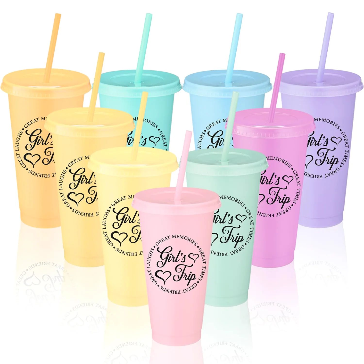 CHENGU Girls Trip plastic tumblers, Bright, 9 sets