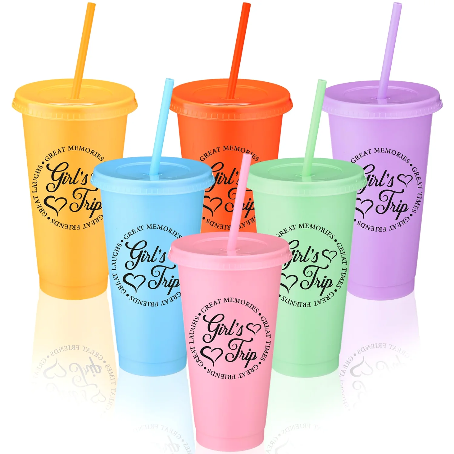 CHENGU Girls Trip plastic tumblers, Colorful, 6 sets
