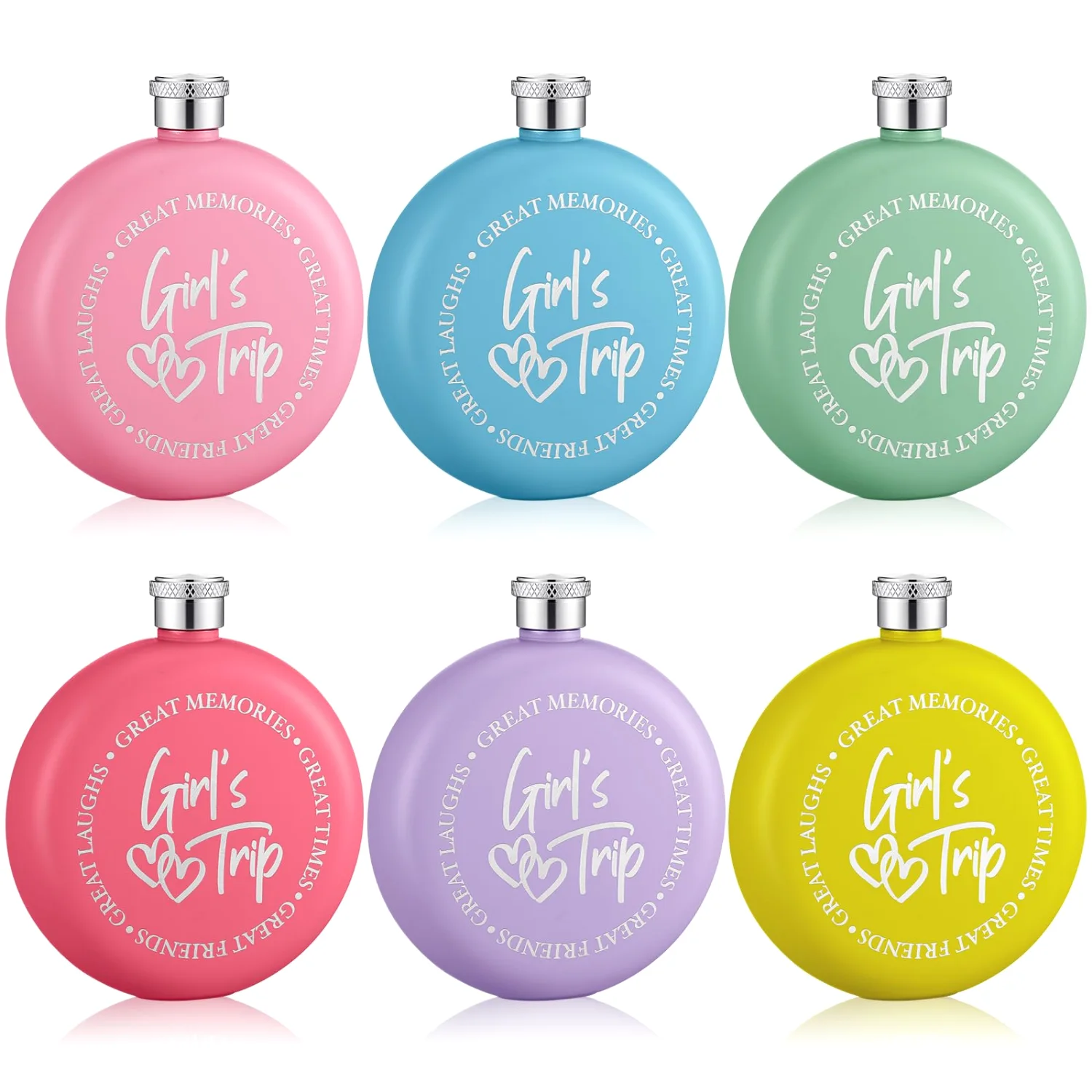 CHENGU Beach trip liquor flasks, Round Girl Trip