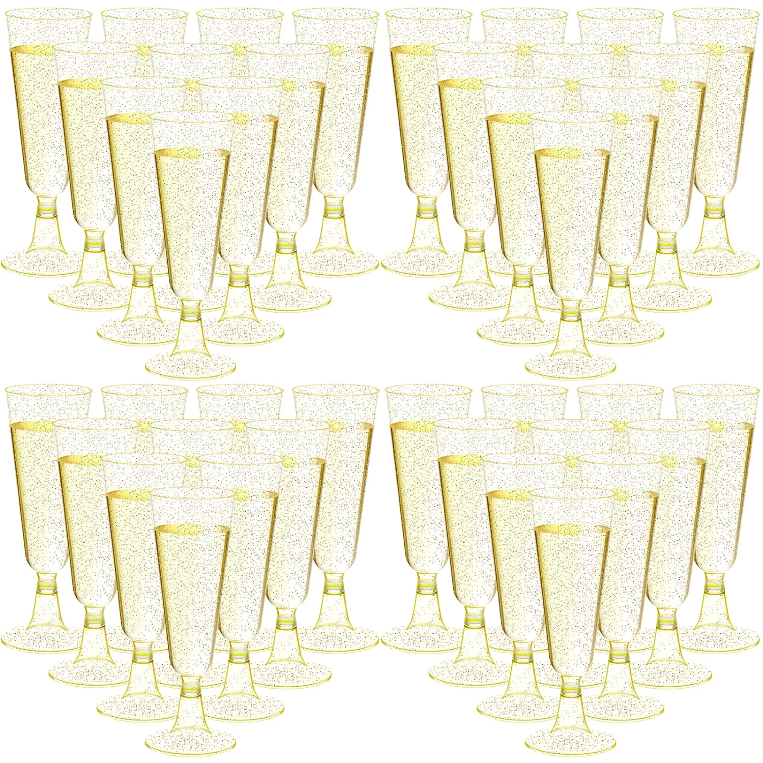 CHENGU Champagne flutes, Glitter Gold