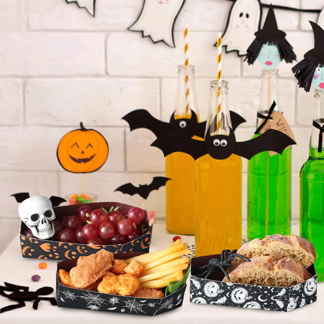 CHENGU Halloween coffin snack trays, Bat, 12 pcs, view 3