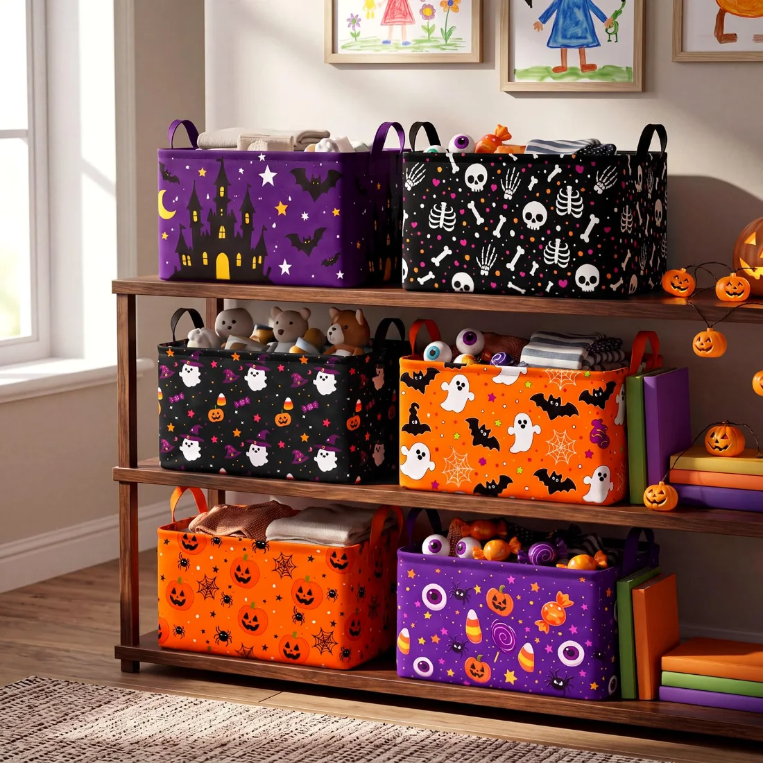 CHENGU Collapsible holiday storage bins, Classic Halloween, 6 pcs, view 6