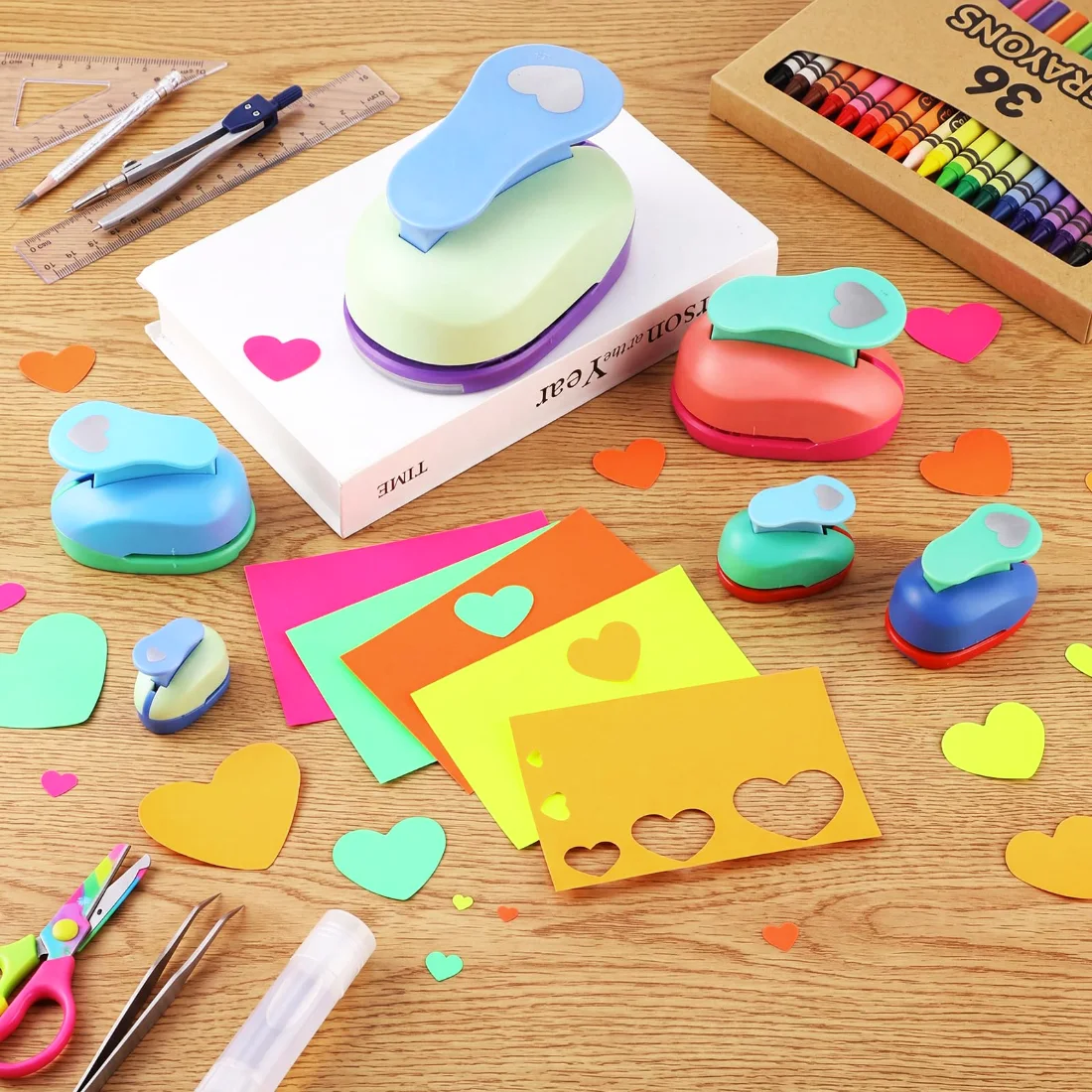 CHENGU Hole punches, Multicolor, Heart, view 3