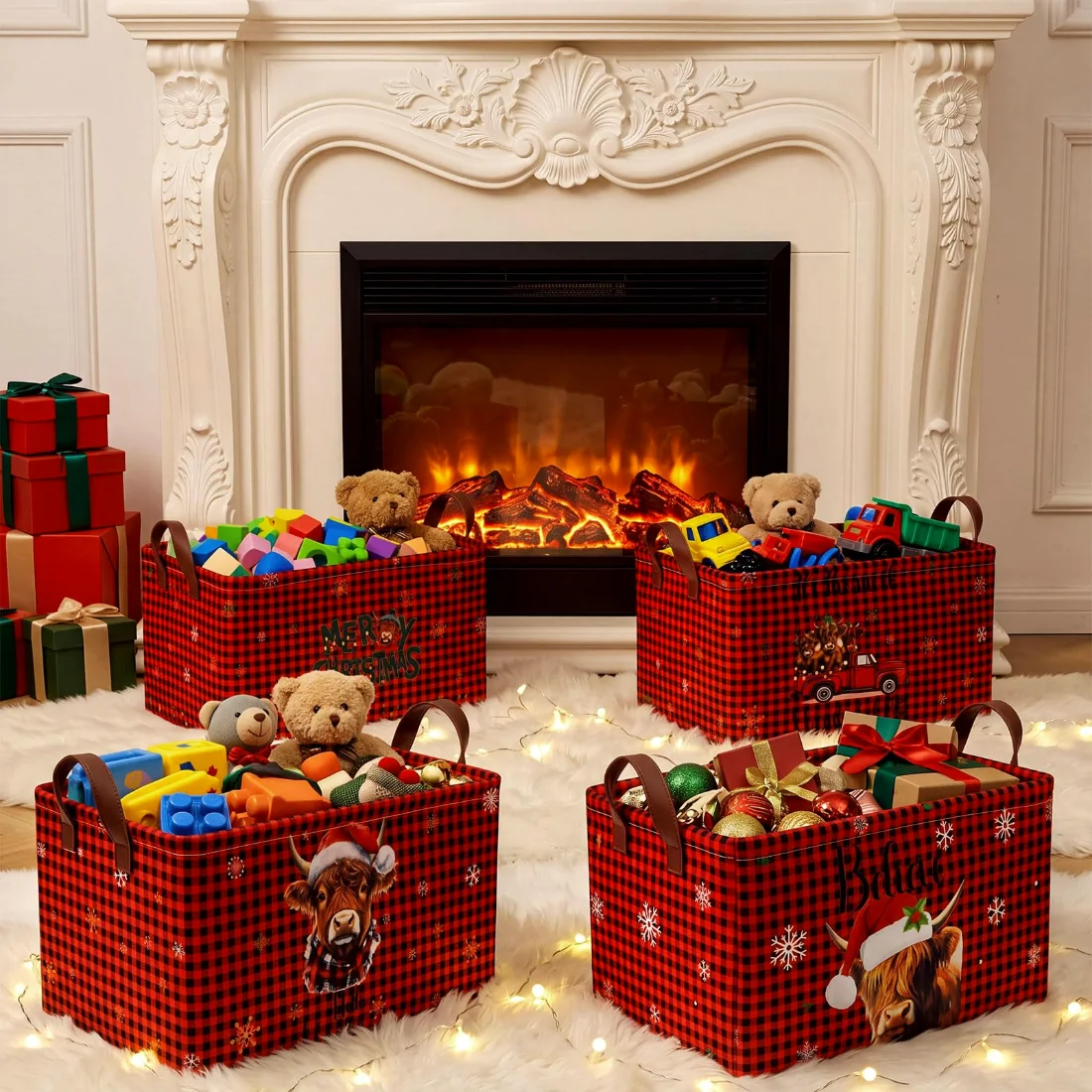 CHENGU Collapsible holiday storage bins, Highland Cow, 6 pcs, view 5