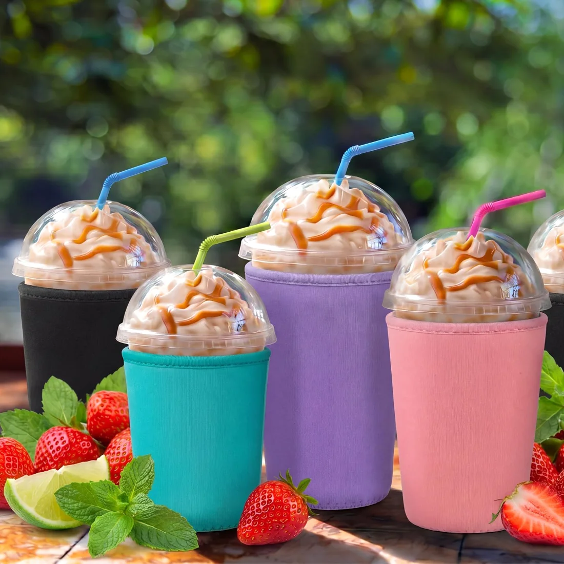 CHENGU Iced coffee cup sleeves, 4 Colors, Solid Color, view 2