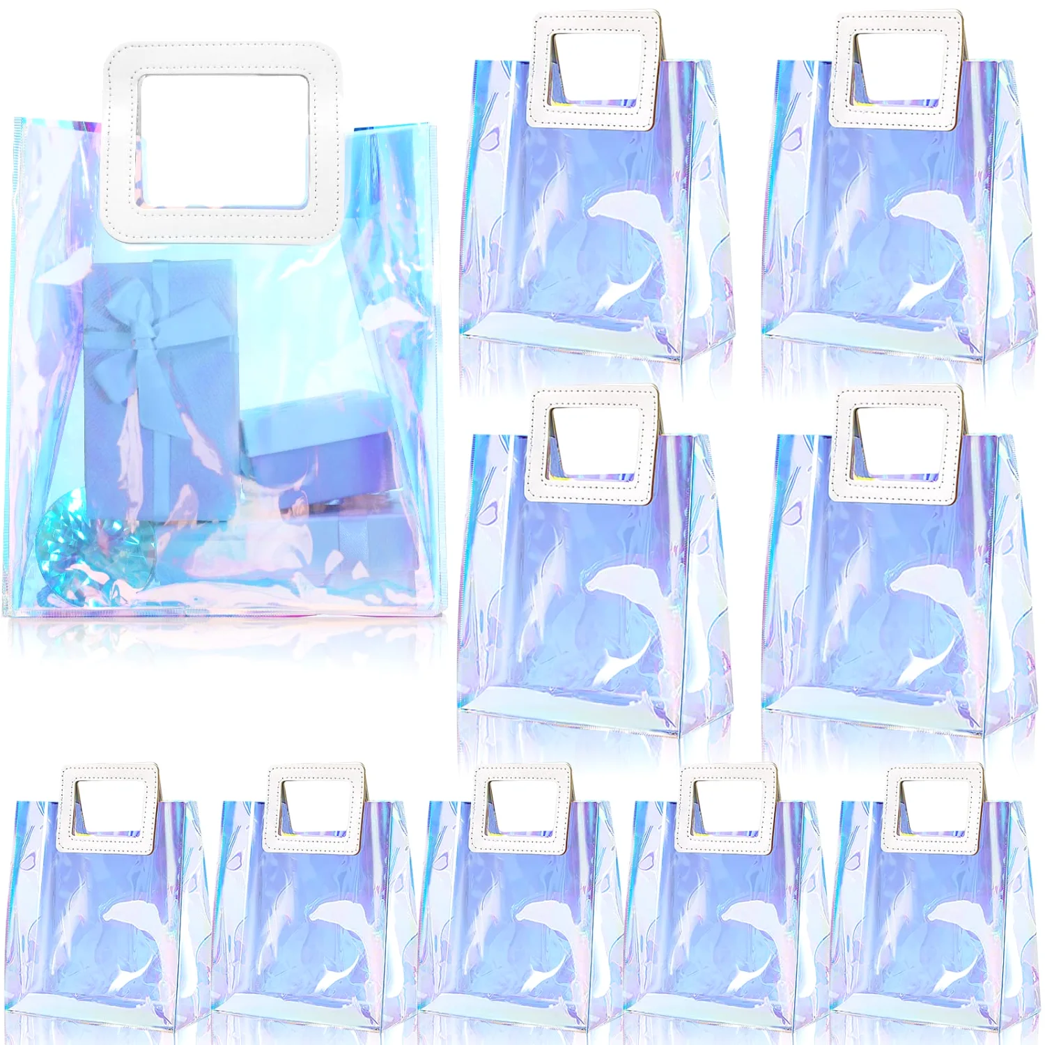 CHENGU Iridescent gift bags, 11 x 10 x 6 Inch