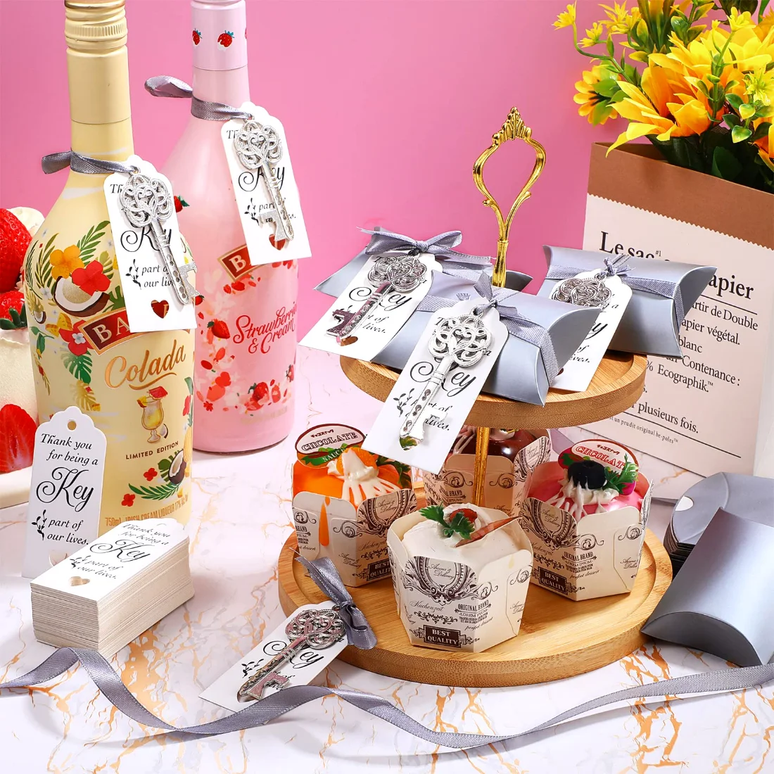 CHENGU Guest favors and keepsakes, 100 sets, Silver, view 2