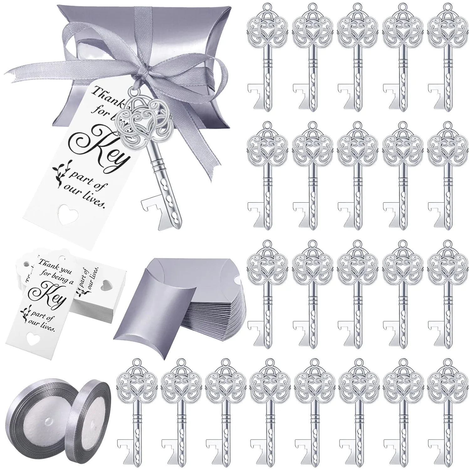 CHENGU Guest favors and keepsakes, 100 sets, Silver
