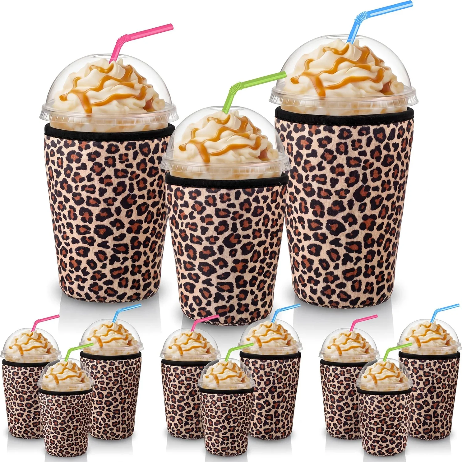 CHENGU Iced coffee cup sleeves, Coffee, Leopard Print