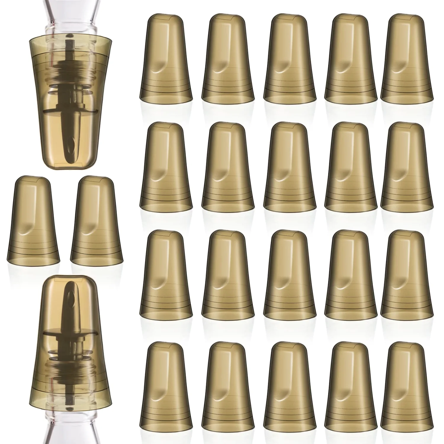 CHENGU Liquor bottle pour spout covers, Champagne, 24 pcs