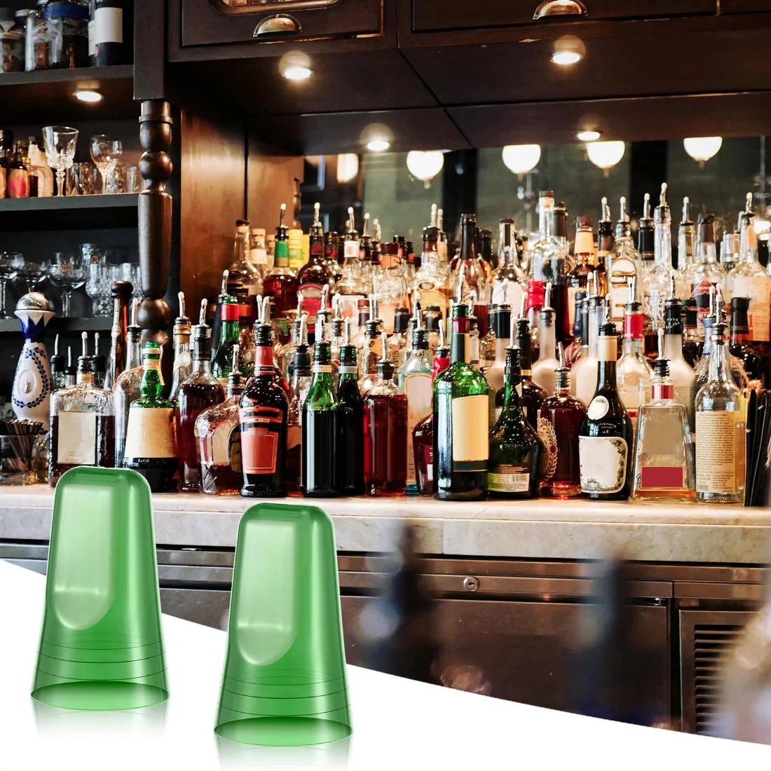 CHENGU Liquor bottle pour spout covers, Green, 36 pcs, view 3