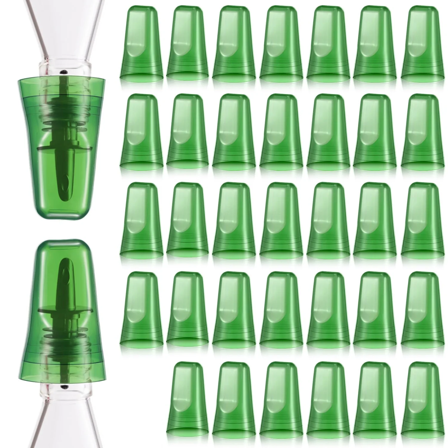 CHENGU Liquor bottle pour spout covers, Green, 36 pcs