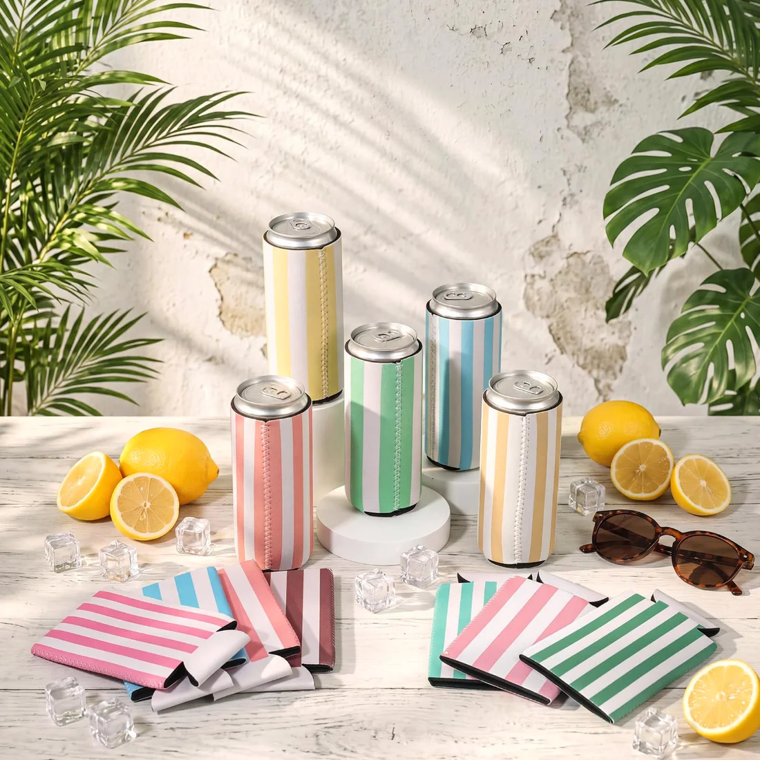 CHENGU Macaron striped can sleeves, view 2