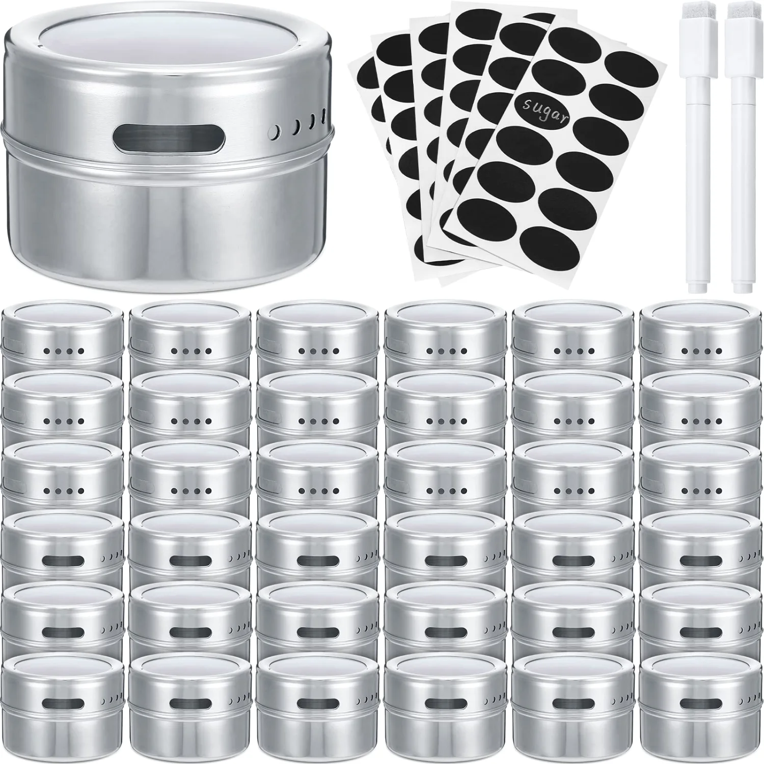 CHENGU Magnetic spice jars, Clear, 3 oz, 36 pcs