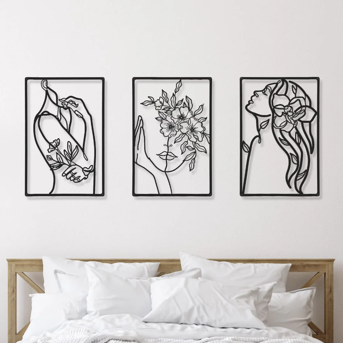 CHENGU Abstract woman line wall art, Flower, view 2