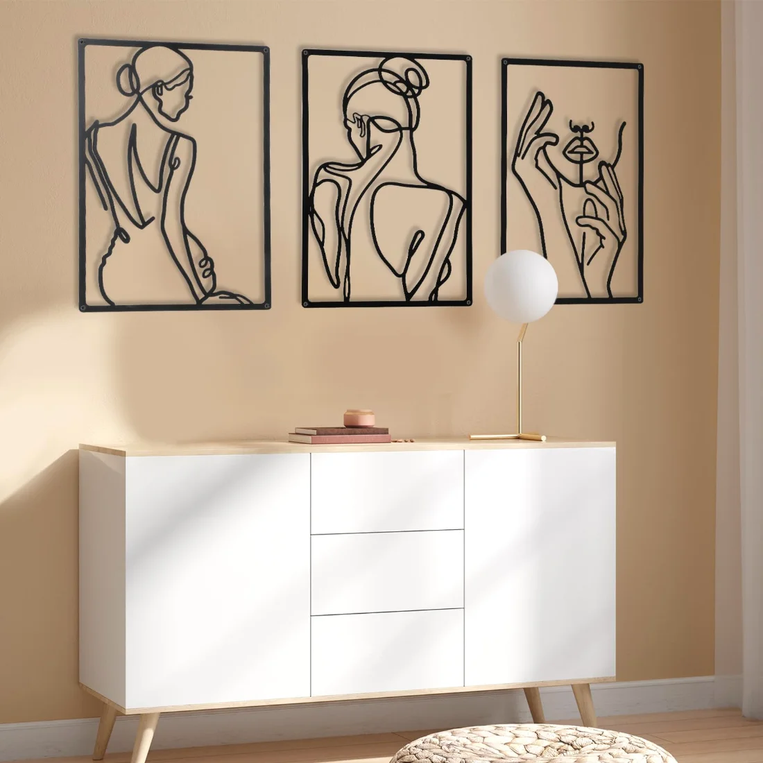 CHENGU Metal minimalist abstract woman wall art, view 4
