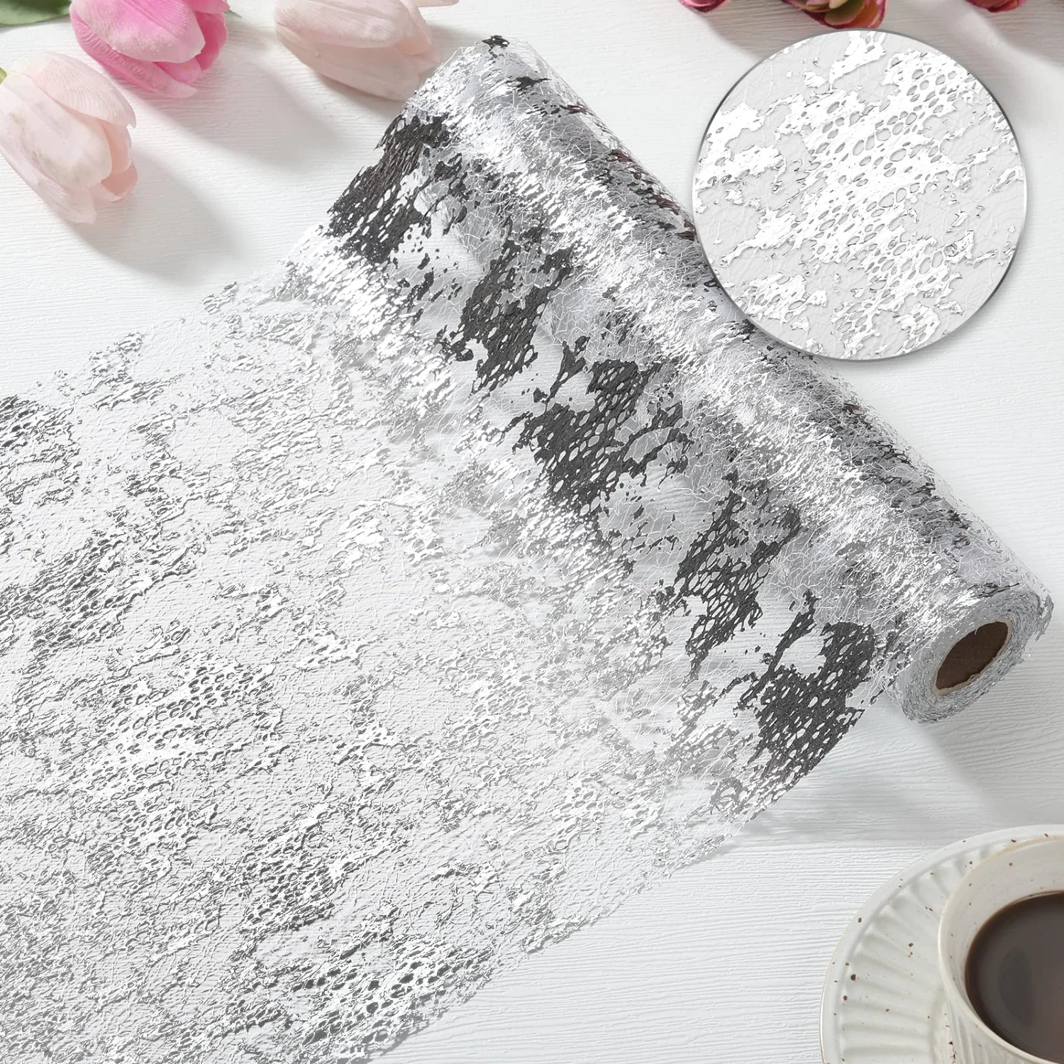 CHENGU Metallic mesh table runner, Silver, 2 pcs