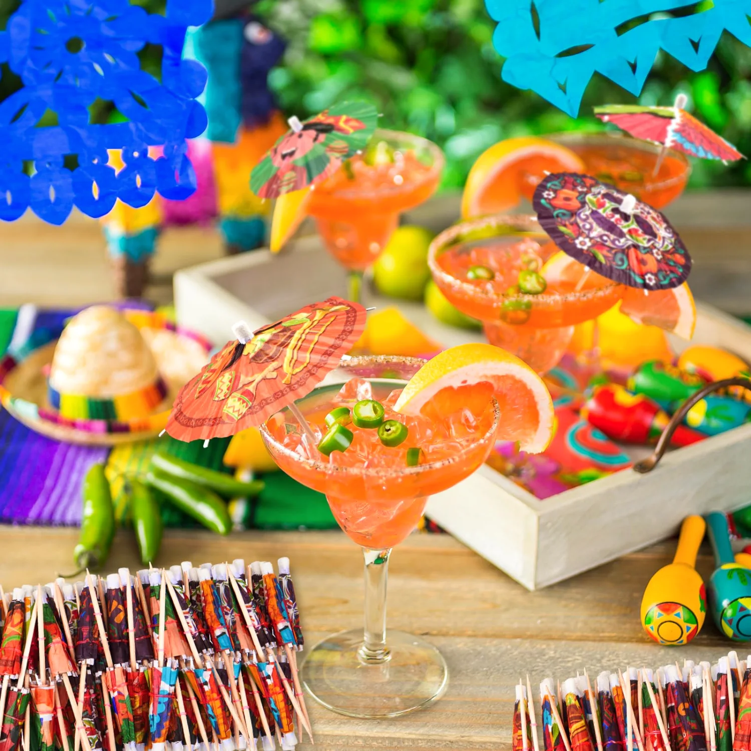 CHENGU Holiday drink umbrella picks, Mexico