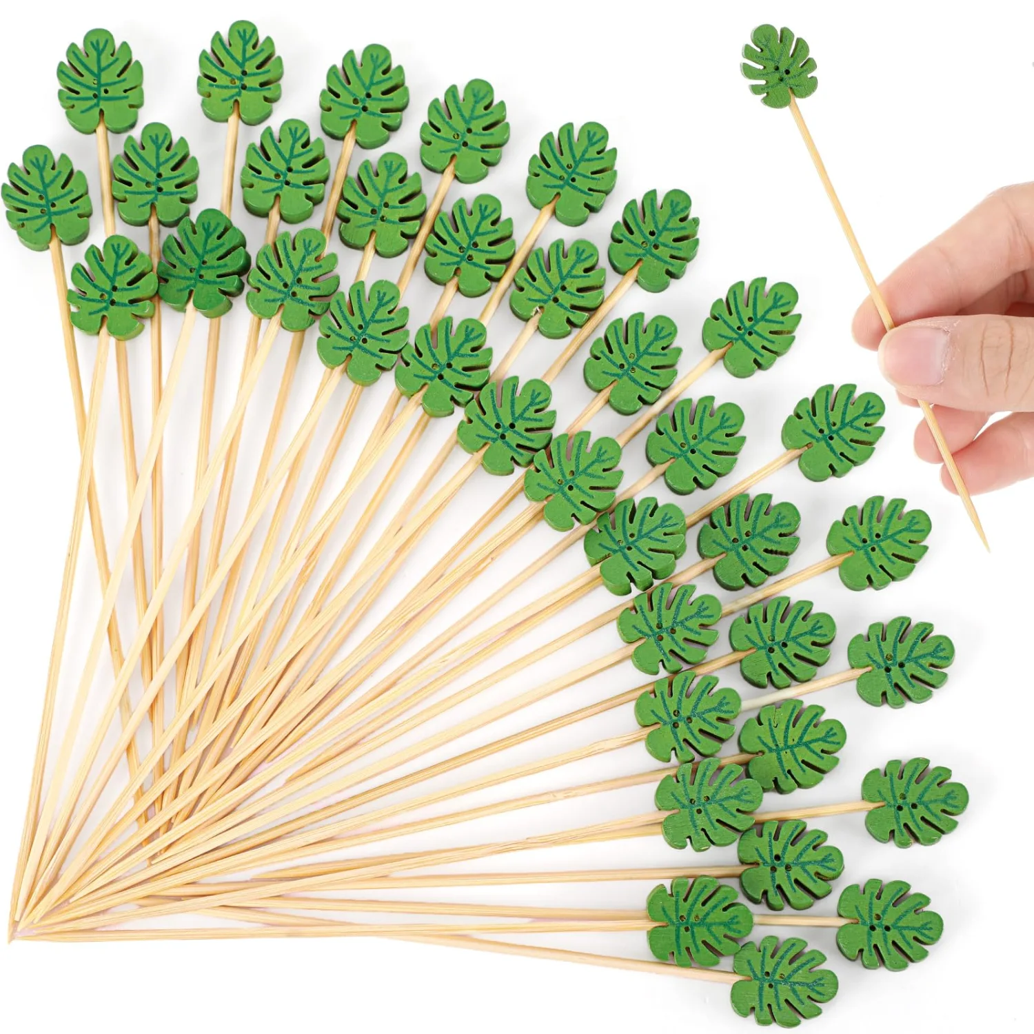 CHENGU Cocktail picks, 400 pcs, Monstera Leaf